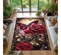 RUGMRZ Tapis Deveil Bebe Garcon De Porte À Motif Papillon Lavable Antidérapant Et Résistant Aux Taches Deco Chambre Bébé Rouge Salon Complet Sol 180X250CM