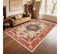 RUGMRZ Tapis D'Extérieur Non Slip 120x160cm Orange, Fleurs rétro pour la Cuisine du Salon