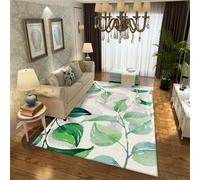 RUGMRZ Tapis Enfant Chambre 80x120cm Gris Vert, Tapis Extra Fin sous Porte Motif de Feuilles pour Le Couloir de la Chambre des Enfants