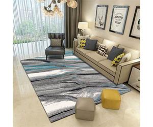 RUGMRZ Tapis Enfant Tapis Salon Pas Cher Super Doux Gris Bleu Abstrait Moderne Lavable Descente De Lit Chambre Adulte 60X90CM