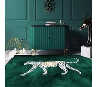 RUGMRZ Tapis Entree Interieur 300X400Cm Poils Ras Vert Pas Chere De Chambre Enfant Anti Derapantmotif Léopard Dominateur, Résistant Aux Taches Et Antidérapant
