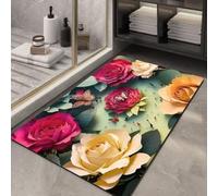 RUGMRZ Tapis Fin Antidérapant Résistant Aux Taches Lavable Motif De Fleurs Décoration Intérieure Jaune Vert Decoration Chambre Ado Fille Rouge Motricité Bébé Anti Vibration 150X150CM