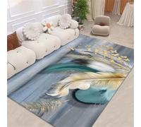 RUGMRZ Tapis Grande Taille Protection Sol Chaise Bureau Gamer Decoration Chambre Enfant Garcon 300x400CM Porte Entree Interieur Bleu de décoré Plumes Grises Poil Court