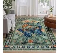 RUGMRZ Tapis Jeu 180X280Cm Jeux Voiture 6 Vert D Eveil Bebe Fille Circuit Enfant Brosse Vintage Papillon Décoration Maison Salon Chambre À Coucher
