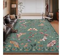 RUGMRZ Tapis Lavable en Machine 180X250Cm Chambre Garcon Adolescent 14 Vert D'Éveil pour Bébé De Jeux Enfant Fille Vintage Papillon Décoration Maison Salon À Coucher
