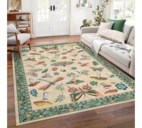 RUGMRZ Tapis Lavable en Machine Salon Anti Glisse 120x180cm,Bleu,Modèle Papillon pour Chambre Enfant Fille,Jardin,Chaise De Bureau