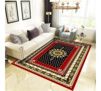 RUGMRZ Tapis Moderne Salon Décoration D'Intérieur Sécurisée Vintage Noir Chemin Couloir Rouge Decoration De Bureau Entrée 60X60CM