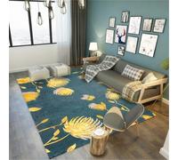 RUGMRZ Tapis Moumoute 200X300Cm De Passage Bleu Petit Salon Balcon Exterieur XXL Salonfleurs Style Chinois, Oiseaux, Arbres, Or Élégant du