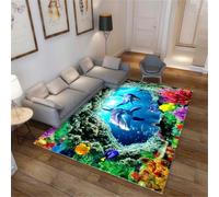 RUGMRZ Tapis Parc Bebe 120X160Cm Salon Contemporaine Bleu Deco Chambre Bébé Garçon Ado Fille Tapis+Salonaquarium De À Coucher Motif Paysage sous-Marin
