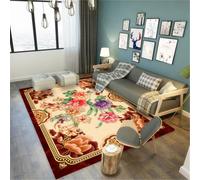 RUGMRZ Tapis pour Tipi 120X160Cm Intérieur Entrée Rouge Enfant Garcon Chambre Salon Pas Cher D’Eveilsalon Fille Motif De Fleurs Chaudes