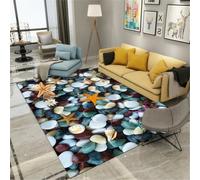 RUGMRZ Tapis pour Tipi 50X80Cm Bébé Bleu De Jeu Enfant Chambre Garcon Decoration Ado Fillemotif Étoile Mer Galets Antidérapant Et Résistant Aux Taches