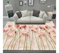 RUGMRZ Tapis Protection Sol Lavable en Machine Rose 50x80cm, Poil Ras Petit Motif Floral en Trois Dimensions pour la Chambre des Enfants du Salon