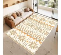RUGMRZ Tapis Rectangulaire Anti Poussiere Brun Clair 60x90cm, Fatigue Petit Imprimé géométrique de Style Ethnique Orange conçu pour Le Salon Chambre à Coucher