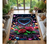 RUGMRZ Tapis Salle De Bain Antidérapant Résistant Aux Taches Lavable Coeur Fleurs Violet Moderne Anti Vibration Machine À Laver Rouge Exterieur Terrasse Glisse 300X400CM