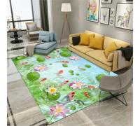 RUGMRZ Tapis+Salon 300X400Cm Tapis D’Eveil Vert Chambre Garcon Déco Ado Fille Decoration Salonle Motif De Feuille Lotus L'École Poisson Est Un Must pour La Nouvelle Décor