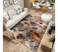RUGMRZ Tapis Salon Pas Cher D'Été Lavable en Machine 170x240CM Moquette Acoustique Marron Floral 3D Gris-Noir. Kitchen Deco Chambre bébé Fille