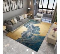 RUGMRZ The Carpet Relax Tapis Moderne 300X400Cm Home Créateur Bleu Chambre Ado Fille Cocooning Paillasson Noel Garcon Chambreart Abstrait Décoratif Résistant Aux Taches Or Lavable