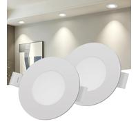 RugoTech Lot de 2 spots LED plats encastrables de 15 W, 4500 K, blanc chaud | 15 W 4500 K blanc chaud, faisceau 180°, câble de 35 cm, découpe de 17,5 cm, spot LED encastrable économe en énergie pour