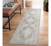 Rugs by Desire Maia Tapis de Salon Lavable en polypropylène Doux avec Envers en Coton antidérapant pour espaces intérieurs élégants Gris 60 x 220 cm (rectangulaire)