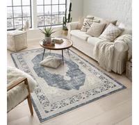 Rugs by Desire Maia Tapis de Salon Lavable en polypropylène Doux avec Revers en Coton antidérapant pour espaces intérieurs élégants Bleu Marine 160 x 240 cm (rectangulaire)