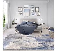 Rugs Essentials Tapis Design Contemporain Imprimé Vintage Bleu, Tapis Interieur pour Le Salon - la Chambre, Patchwork Abstrait, Tissage mécanique 100% Polyester, 160x230 cm, Bleu