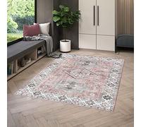 Rugs Essentials Tapis Design Contemporain Imprimé Vintage Rose pour l'Intérieur - Salon - Chambre, Tapis 160x230 cm, Ancien Médaillon, Tissage mécanique 100% Polyester, 160x230 cm, Gris - Rose