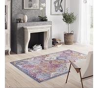 Rugs Essentials Tapis Design Traditionnel Imprimé Vintage Bordeaux pour l'Intérieur - Salon - Chambre, Tapis 160x230 cm, Patchwork Berbère, Tissage mécanique 100% Polyester, 160x230 cm, Bordeaux