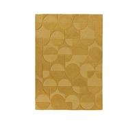 Rugs With Flair Tapis Contemporain Moderno Gigi Cercles géométriques sculptés à la Main en Laine Ocre 120 x 170 cm