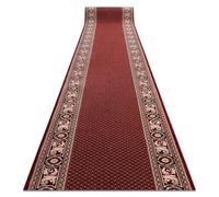 rugsx Nain Tapis de Course - Tapis en Laine avec Motif ornemental Vin Rouge & Beige - Elégant Tapis Oriental pour entrée & Salon 80x350 cm