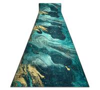 rugsx Tapis Antidérapant Lotus Shadows 37750 Abstraction Vert/Or - Lavable - 60x340 cm - Tapis de Couloir Antiglisse pour Cuisine et Entrée