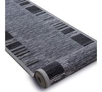 rugsx Tapis de Couloir Adagio Gris - Antidérapant, Moderne et Durable, idéal pour la Cuisine, Le Hall et Le Couloir, 90x390 cm