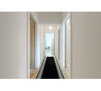 rugsx Tapis de Couloir BCF MORAD Grek - Motif Grec en Noir - Tapis pour Hall, Cuisine & entrée - Tapis de Course 90x350 cm