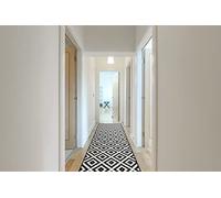 rugsx Tapis de Couloir BCF MORAD Ruta pour la Cuisine, Le Hall, Le Couloir, l'entrée, Solide, Classique, Diamants Noir/crème 80x300 cm