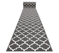 rugsx Tapis de Couloir BCF MORAD Trelis pour la Cuisine, Le Hall, Le Couloir, l'entrée, Solide, Classique, Treillis marocains Anthracite/crème 70x270 cm