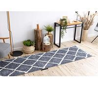 rugsx Tapis de Couloir, berbère marocain Shaggy, Franges, Berber, pour la Cuisine, Le Hall, Le Couloir, Cross Gris 70x250 cm