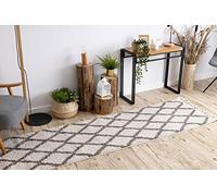 rugsx Tapis de Couloir, berbère marocain Shaggy, Franges, Berber, pour la Cuisine, Le Hall, Le Couloir, TROIK crème 60x200 cm