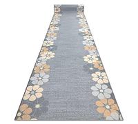 rugsx Tapis de Couloir MARGARETKA Fleur de Margaret antidérapant, pour la Cuisine, Le Hall, Le Couloir, Solide, Gris 110x220 cm