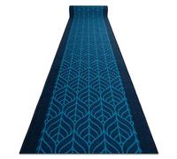 rugsx Tapis de Couloir Plumes de Paon antidérapant, pour la Cuisine, Le Hall, Le Couloir, Solide, Bleu Marine 80x220 cm