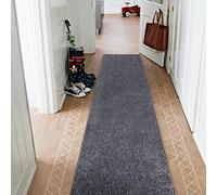 rugsx Tapis de Couloir Santa FE pour la Cuisine, Le Hall, Le Couloir, l'entrée, Solide, Moderne,Gris 150x400 cm