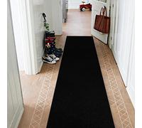 rugsx Tapis de Couloir Trendy pour la Cuisine, Le Hall, Le Couloir, l'entrée, l'église, Solide, Classique, Noir 80x500 cm