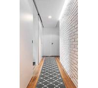 rugsx Tapis de Course antidérapant Trellis - Tapis de Sol, Couloir, Chambre, Salon, Vendu au mètre, Gris 120x300 cm