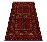 rugsx Tapis en Laine KASHQAI 4349 500 Oriental, Cadre, 100% Laine, Classique, Bordeaux 80x160 cm