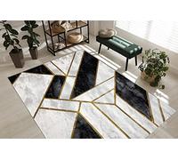 rugsx Tapis Exclusif Emerald Tapis Glamour, Tapis élégant, pour Le Salon, la Chambre à Coucher, Le Bureau, Le Dressing, Marbre, Géométrique Noir/Or 240x330 cm