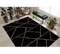 rugsx Tapis Exclusif Emerald Tapis Glamour, Tapis élégant, pour Le Salon, la Chambre à Coucher, Le Bureau, Le Dressing, Géométrique Noir/Or 180x270 cm
