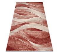 rugsx Tapis Fusion 1617 Tapis Moderne en Beige & Terracotta avec Design de Vagues - Salon, Moquette Douce 120x170 cm