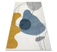 rugsx Tapis Fusion 7158 Tapis géométrique Moderne en in Blanc & Jaune & Bleu - Salon, Chambre à Coucher, Grandes pièces 200x290 cm