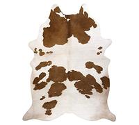 rugsx Tapis imprimé Cowhide, Vache, Motif Animal, Faux Cuir, Tapis de Sol pour Le Salon, la Maison, la Chambre à Coucher, DIY Crafts, Blanc Marron 155x195 cm