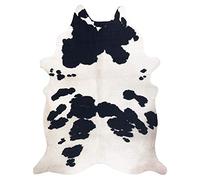 rugsx Tapis imprimé Cowhide, Vache, Motif Animal, Faux Cuir, Tapis de Sol pour Le Salon, la Maison, la Chambre à Coucher, DIY Crafts, Blanc Noir 180x220 cm