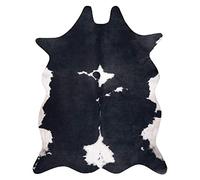 rugsx Tapis imprimé Cowhide, Vache, Motif Animal, Faux Cuir, Tapis de Sol pour Le Salon, la Maison, la Chambre à Coucher, DIY Crafts, Noir Blanc 155x195 cm