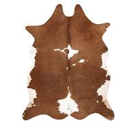 rugsx Tapis imprimé Cowhide, Vache, Motif Animal, Faux Cuir, Tapis de Sol pour Le Salon, la Maison, la Chambre à Coucher, DIY Crafts, Marron Blanc 155x195 cm